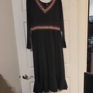 SHEIN Black Long Sleeve Dress with Zigzag Detail